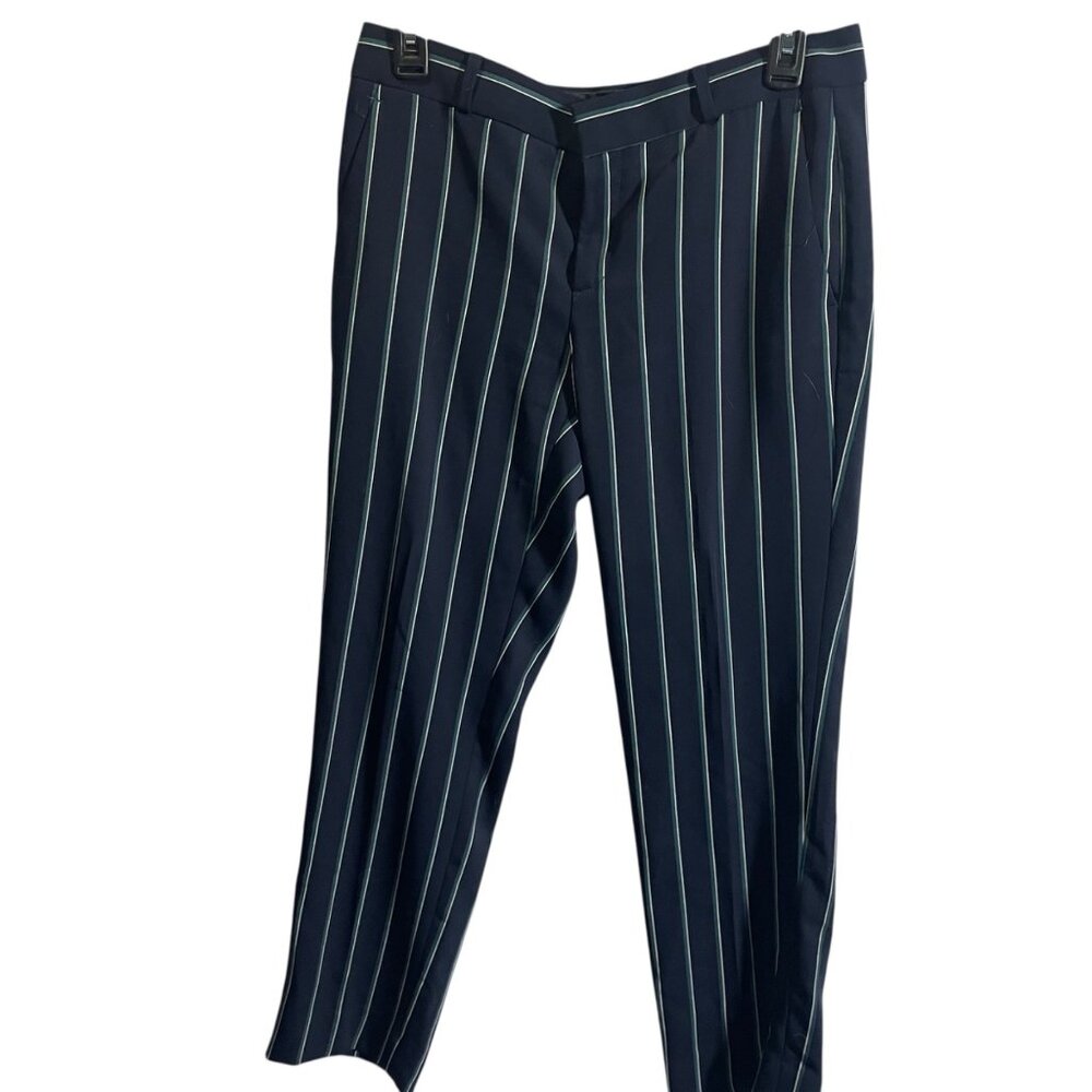 Banana Republic Women’s Striped Navy Trousers Size 2 Made In Jordan